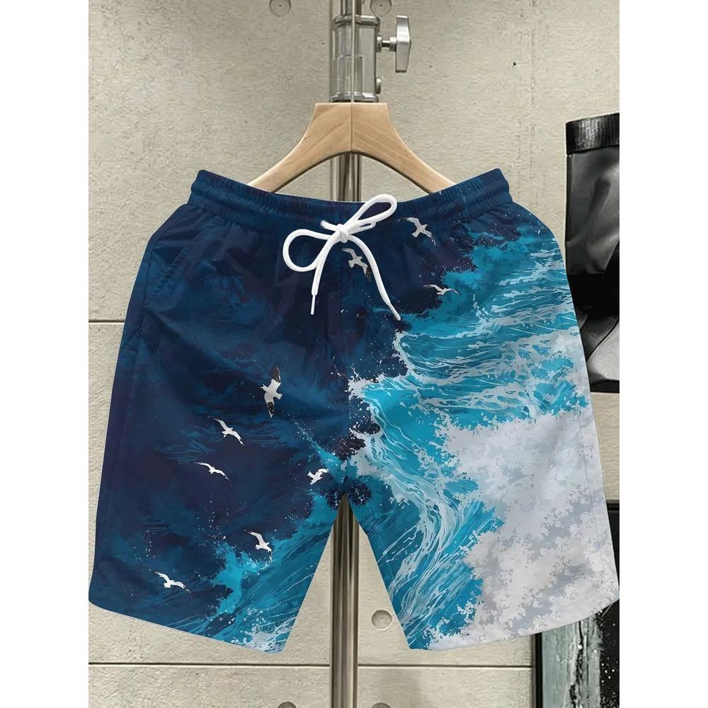 Summer Men Holiday Cool Breathability Daily Shorts Fashionable Comfortable Loose Creativity Personality Versatile 3D Shorts