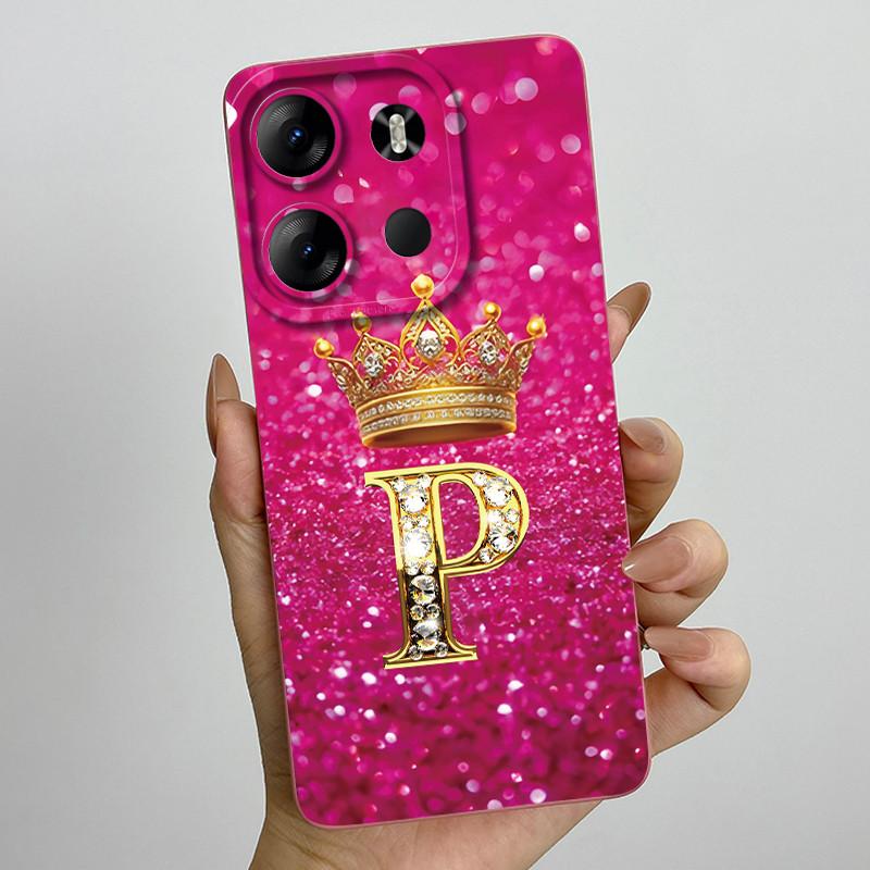 For Tecno Pop 7 Pro Pop7 BF6 BF7 Phone Case Crown Letter Back Cover Soft Liquid Silicone Fundas For Tecno Spark GO 2023 Bumper