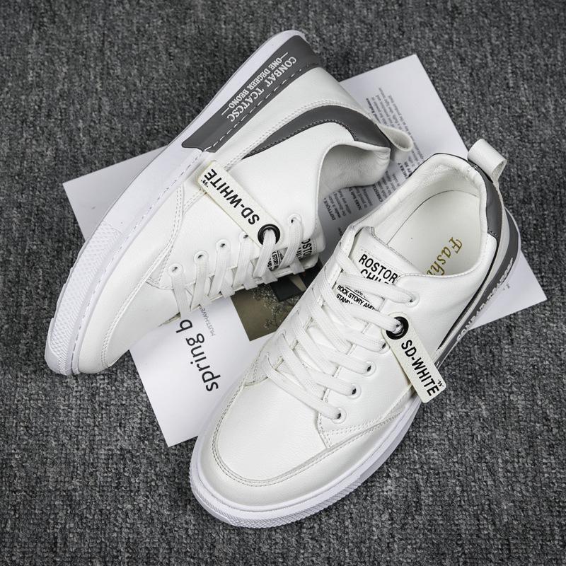 Низкие белые туфли мужские роскошные кроссовки корейские дышащие спортивные мужские туфли — фото 7