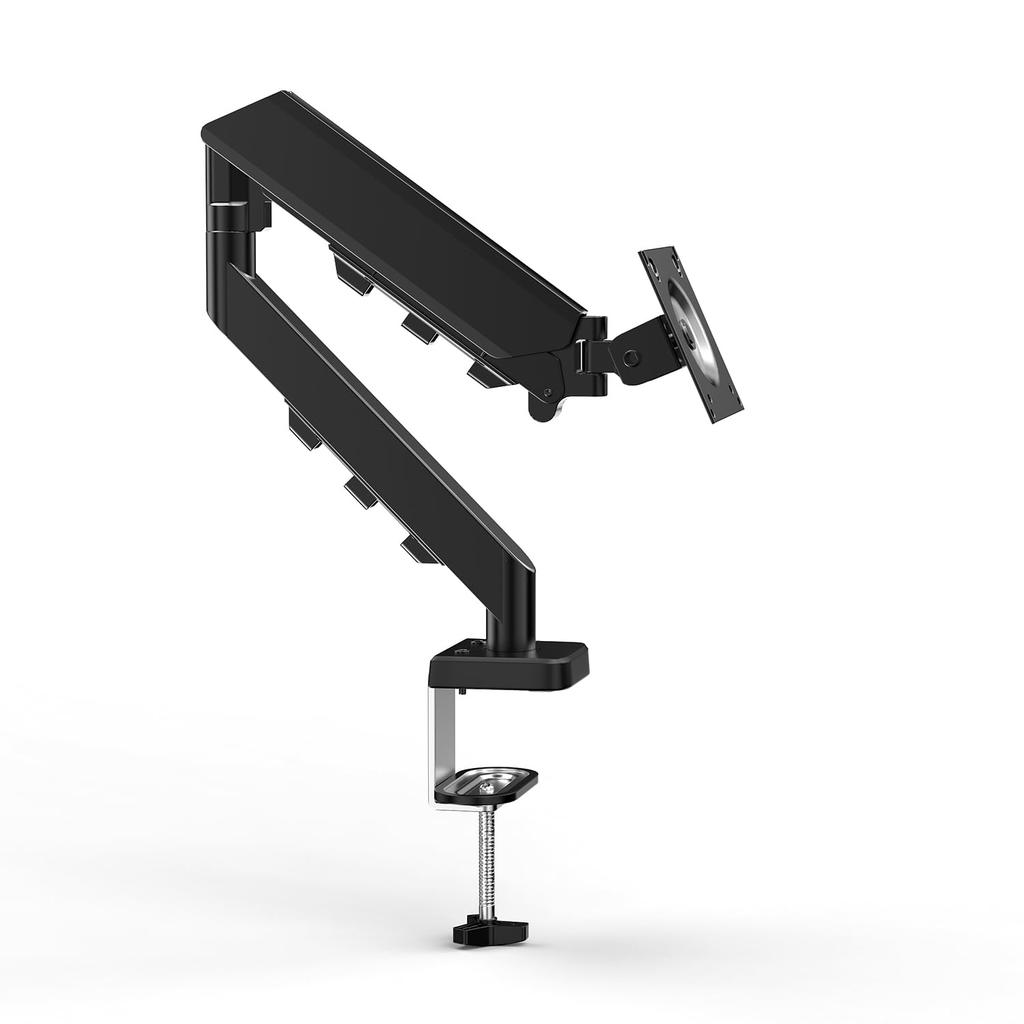 Wingame Single Monitor Fits to 12kg Weight VESA Compatible Cable Grommet and Clamp Easy Tilt and Posture Black Arm, 10" 32" Monitors, Capacity,