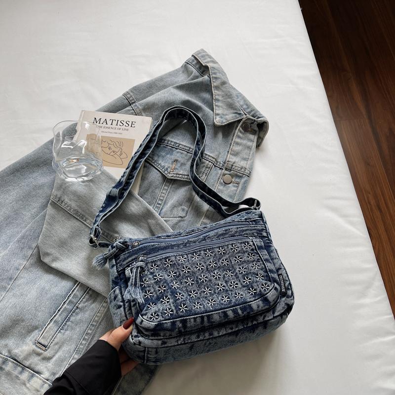 Women's Crossbody Bag Denim Bag Commuter Solid Color Shoulder Crossbody Bag