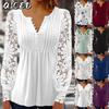 QICED Women's Fashion Casual Long Sleeve V Neck Blouses & Shirts