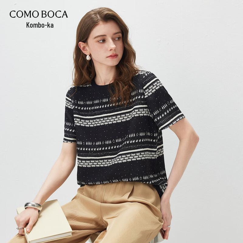 Comon Boca Women s Exotic Print Mulberry Silk Short Sleeve Top L