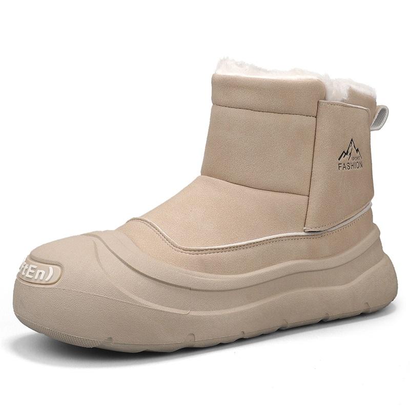 

Men s snow boots winter warm plush cotton shoes soft sole non-slip high top boots fashion youth Joker outdoor comfort work boots 46