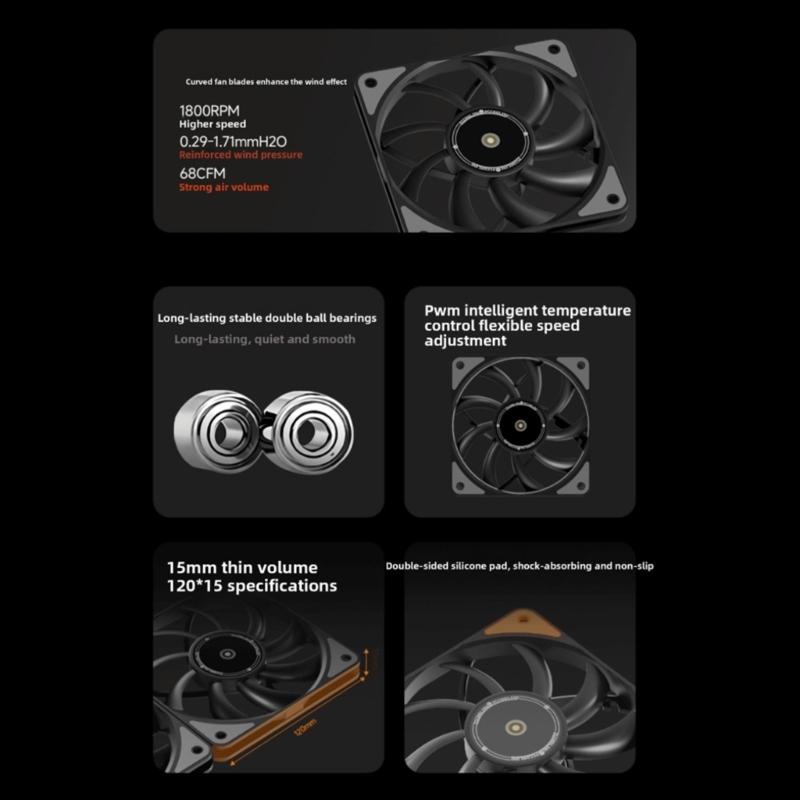 ARGB PC Router Lüfter 120MM Kühlventilator Bürstenlos Tragbarer Kühlventilator Ersatz für PC Gehäuse Schrank Elektronik