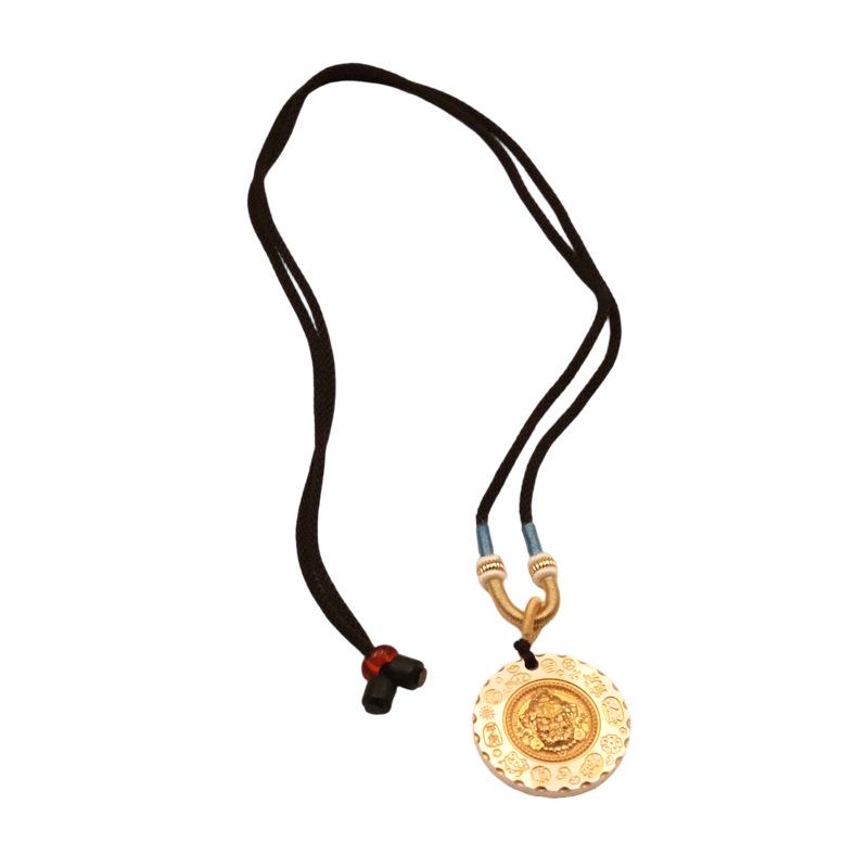 Gold-Plated Yellow Wealth God Pendant - High-End Retro Niche for Peace, Joy & Health