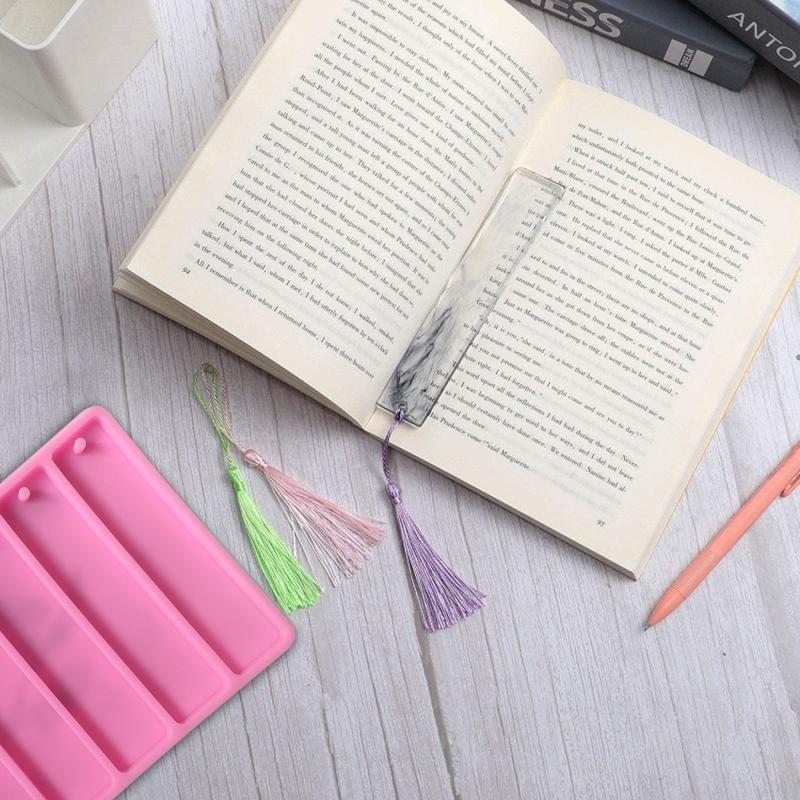 Bookmark Mould Rectangle Silicone Mold Making Epoxy Resin Jewelry Art Craft Hanging Hole Tool for Craft Making 5 In 1