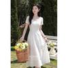 Elegant French Style A-line Short-Sleeve Midi Dress