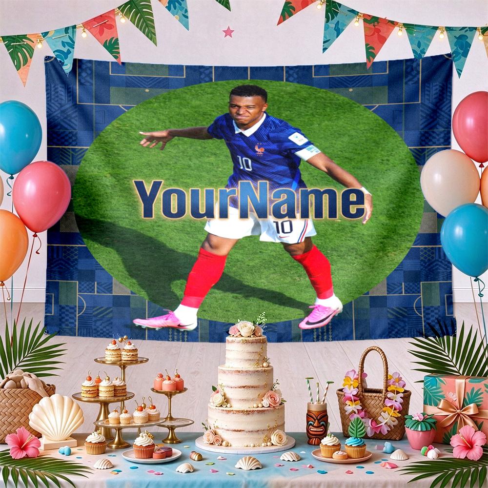 Mbappe individualus jūsų vardas sienos dekoras gobelenas menas augintinio atminimui gimtadieniui vestuvių vakarėlio fonas šeimos dovana