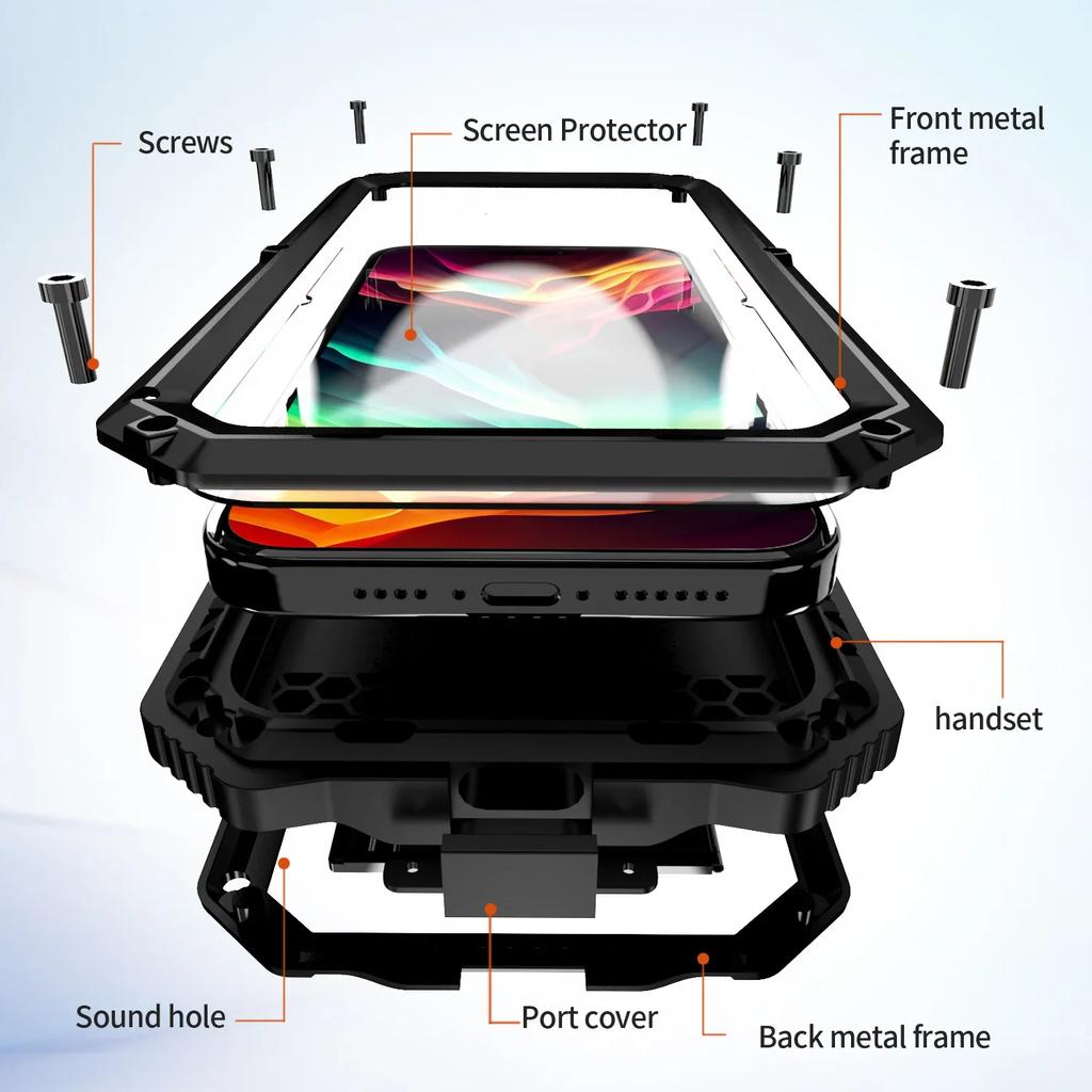 IPhone15pro Μεταλλικό Πλαίσιο Προστατευτικό Κάλυμμα - Εξωτερική Αντικραδασμική Θήκη για Apple 15. Κατάλληλο για διασυνοριακή χρήση.