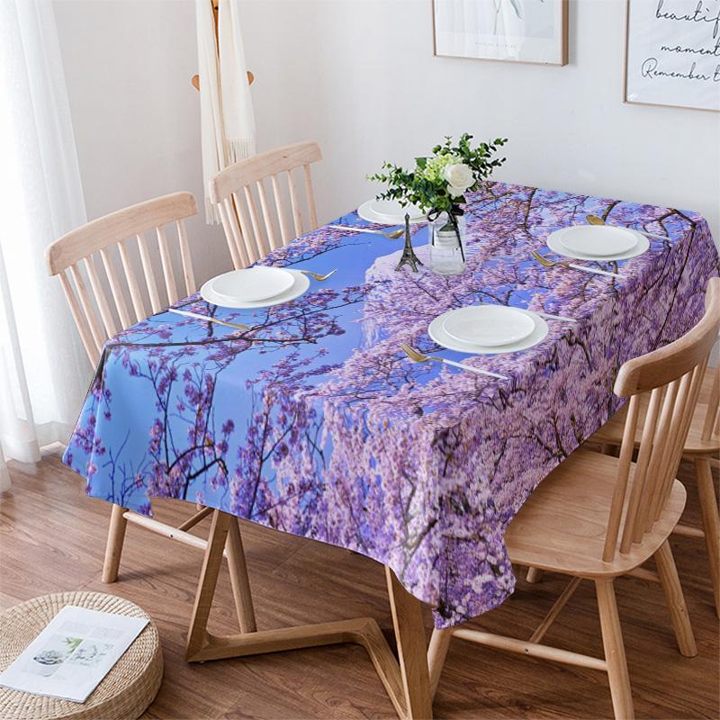 Small Fresh Plum Blossom Print Home Rectangular Tablecloths for Table Party Decoration Waterproof Anti-stain Nappe De Table