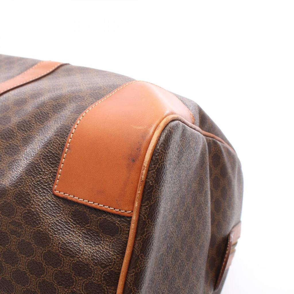 Used CELINE Madakam Boston bag PVC coated canvas leather Brown Used Women