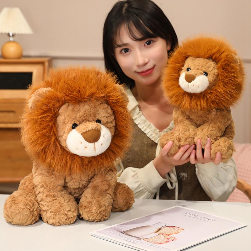 Brinquedo de Pelúcia Leão Kawaii Desenho Animado 25/35cm Animal de Pelúcia Boneca Leão Almofada Presente de Aniversário Macio para Crianças Meninas Decoração de Casa