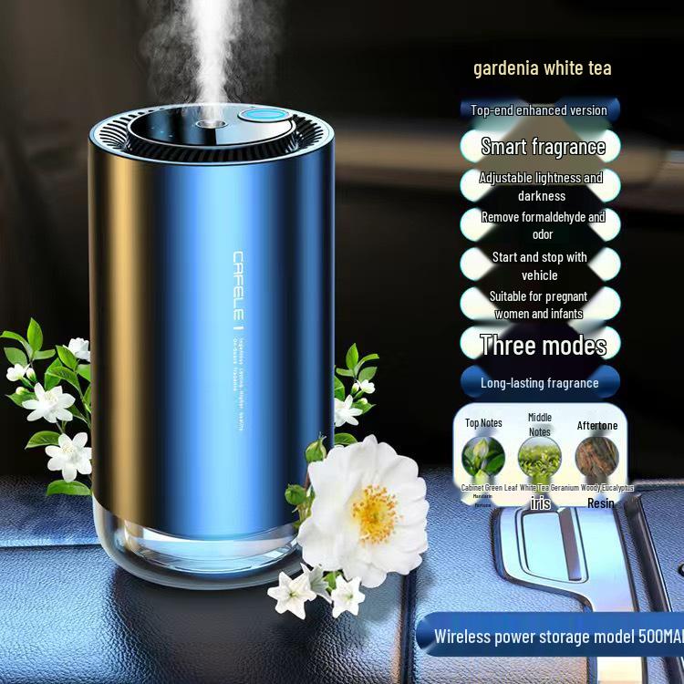 Kafeile Dual-Use Smart Air Freshener: Osmanthus Cologne Fragrance Automatic Spray Essential Oil Diffuser for Car & Home.