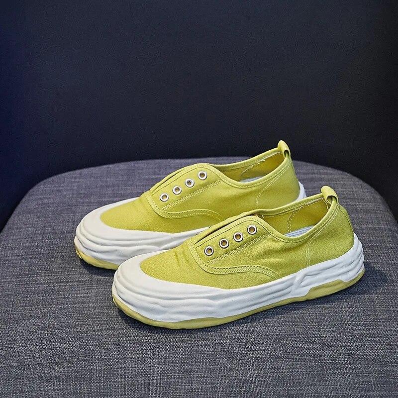

Летняя парусиновая обувь, женская повседневная прогулочная обувь на плоской подошве, женская вулканизированная обувь без шнуровки, женская удобная обувь для бега, Zapatos De Mujer 35