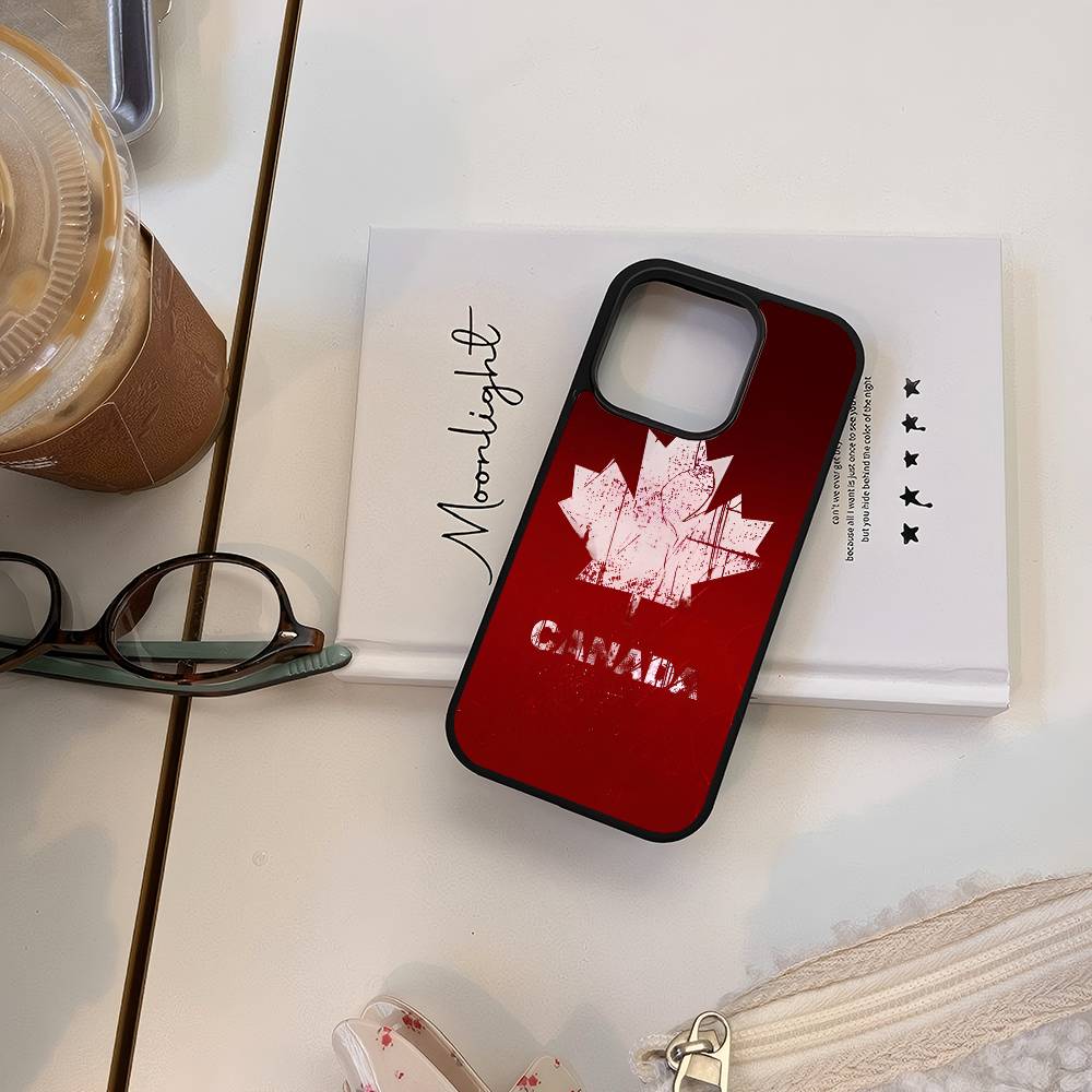 Canada Flag Phone Case Mobile Suitable For Apple 16 PRO MAX 15 14 13 12 MINI 11 Patch Black Hard Shell