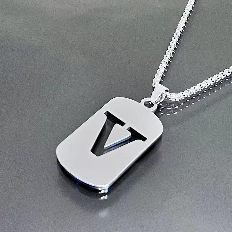 Hip Hop Stainless Steel Men Women Pendant Necklace Hollow 26 Letter Without Plating Design Style Chain for Daily Wear and Gift
