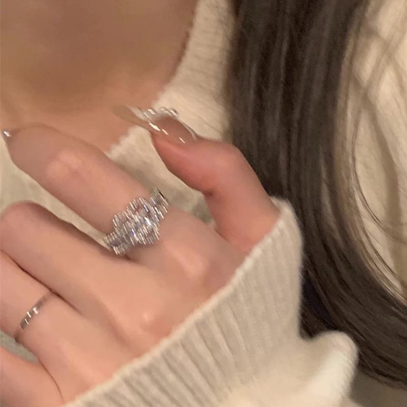 Elegant Adjustable Heart Shaped Zirconia Ring For Women Fashionable Fine Jewelry