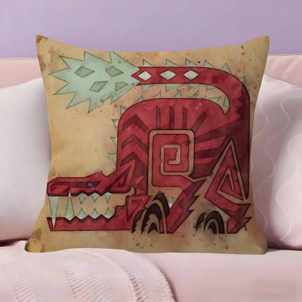 Game M-monster Hunter Wilds Cushion   Office Cushion Pillowcase Car Cushion Cover45X45CM Lumbar Pillowcase Sofa Pillowcover