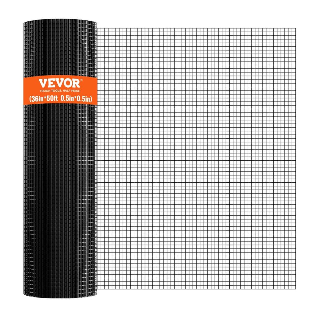 Hardware Cloth, 36'' x 50' Galvanized Wire Mesh Roll, 19 Gauge Chicken Wire Fence Roll, Vinyl Coating Metal Wire Mesh for Chicken Coop Barrier, Rabbit