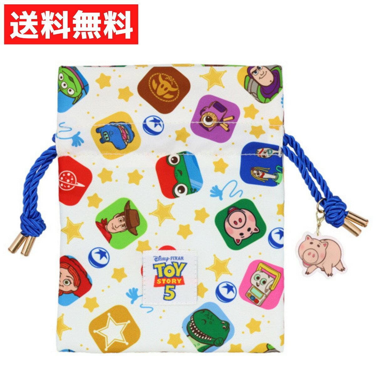 Disney Toy Story DN Drawstring Pouch WHITE Buzz Woody Jessie Alien Lip Small Item Holder 5 Movie Character Goods Ham Lightyear