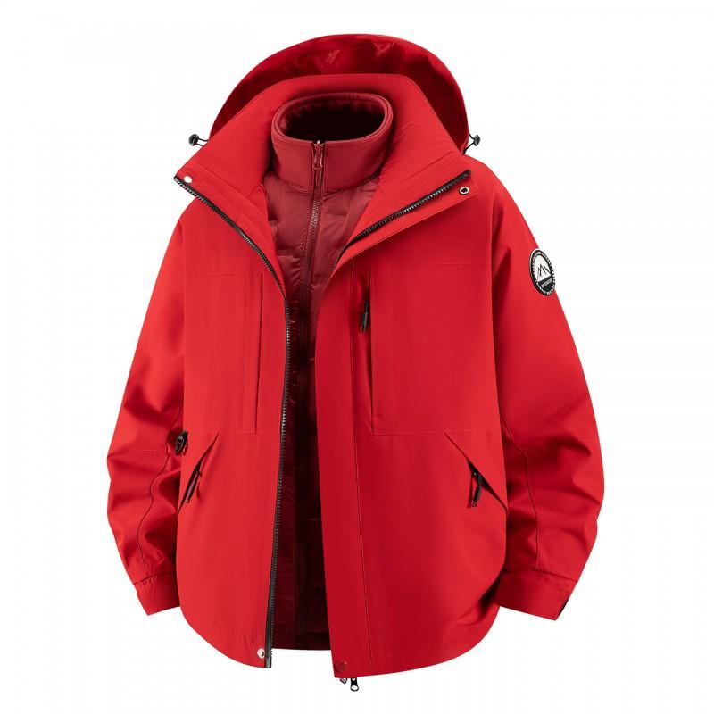 Men Women 3-in-1 Outdoor Waterproof Windproof Jacket With Detachable Down Inner Layer Hiking Camping Winter