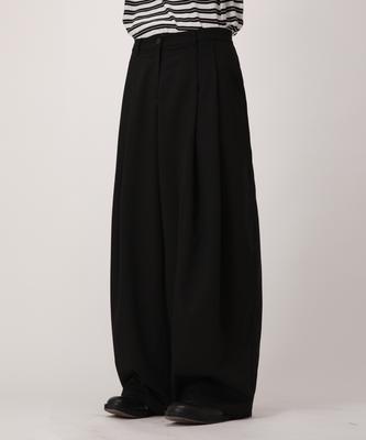 Dibellobeu Double Pintuck Wide Slacks_Black