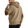 Men's Pullover Hoodie with Leather Patch and Button, Casual Loose Fit