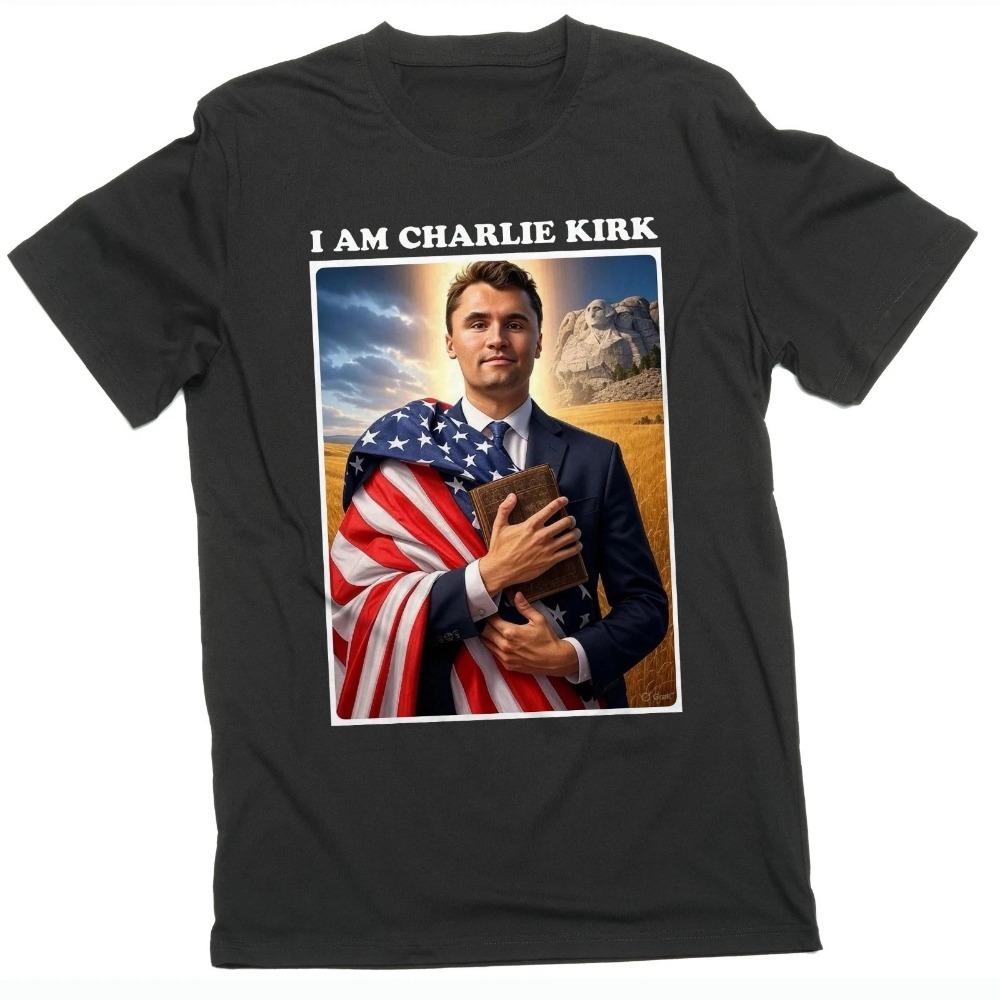 Maglietta con Stampa Design Cristiano Gesù Charlie Kirk Comoda Traspirante alla Moda
