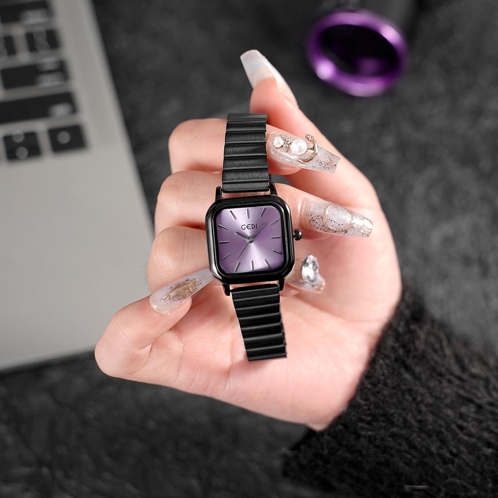 Simple And High-End Small Square Plate Women'S Watch, High Value, Small And Exquisite Bamboo Steel Belt, Waterproof Quartz Watch