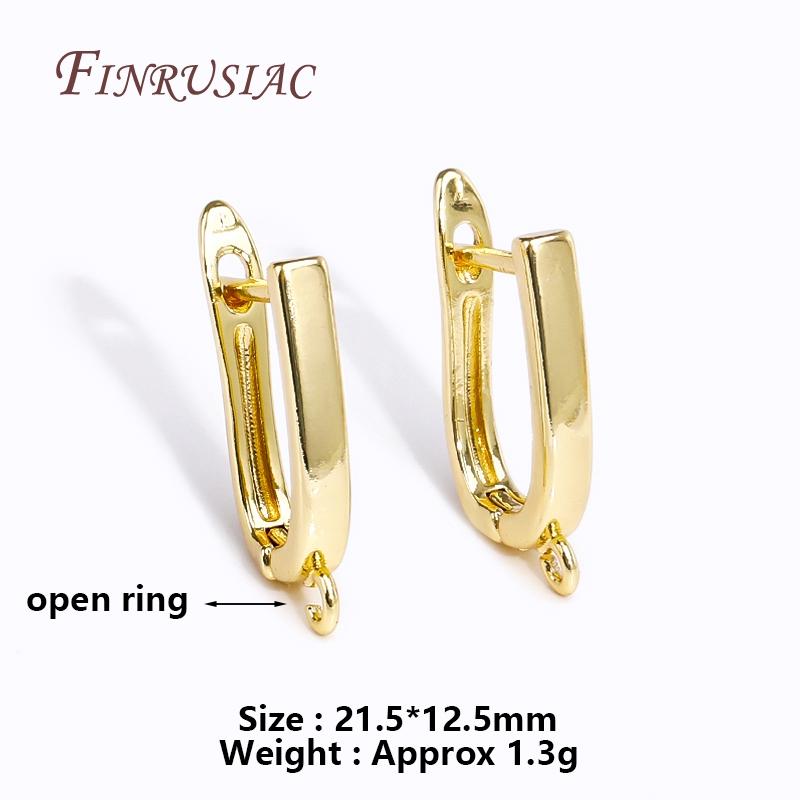 18K Gold/Rhodium Plated French Inlay Zircon Earwires Fastener Earring Hooks Clasps Fittings DIY Earring Making Accessories