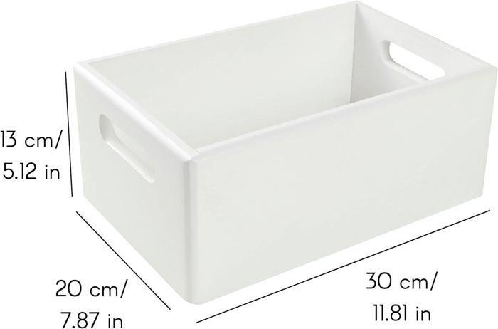 Caisse de Rangement - Creative Deco - 30x20x13cm - Bois Naturel - Blanc - Poignées