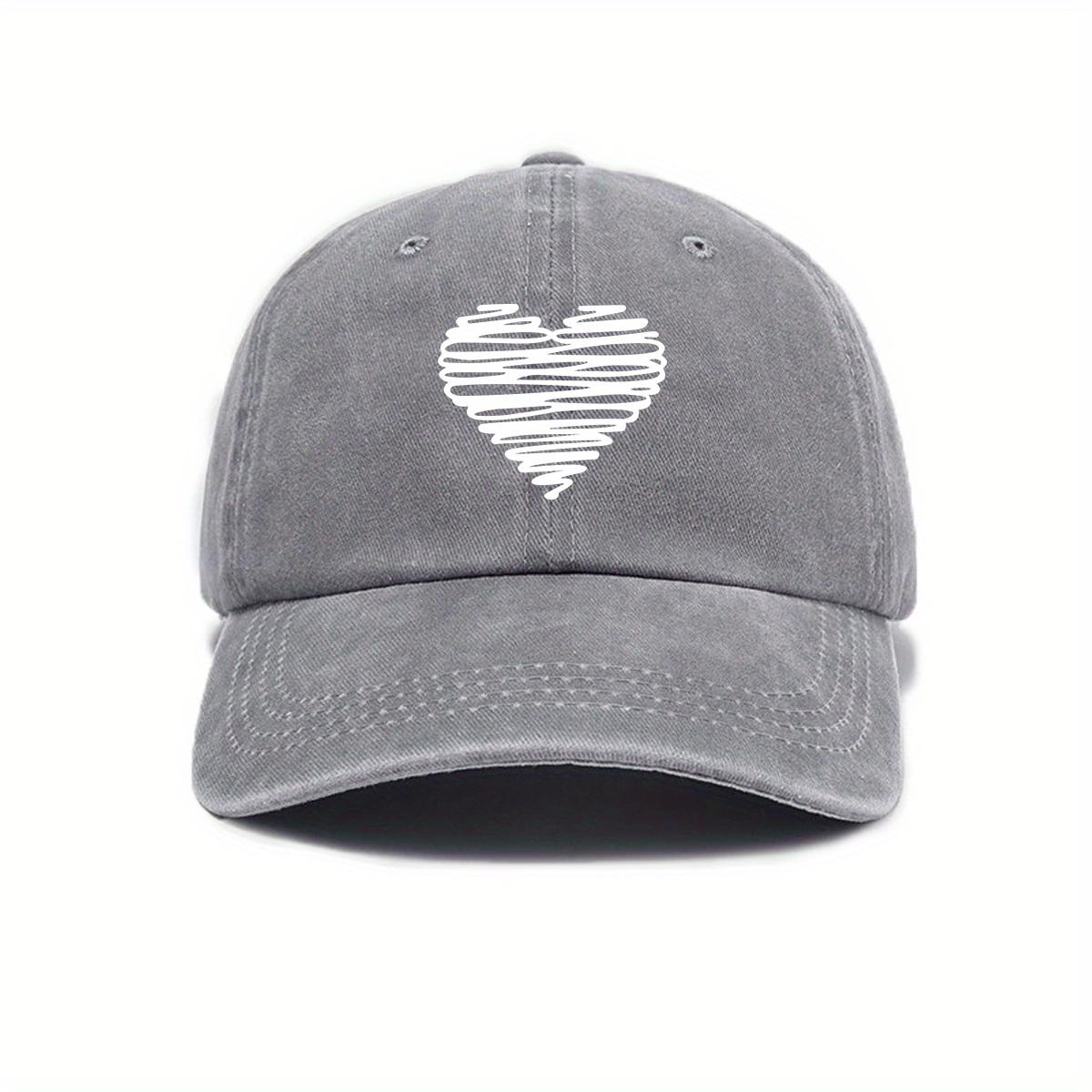 

Retro baseball cap for men and women, white heart print, casual urban style, must-have for spring and summer Adjustable серый