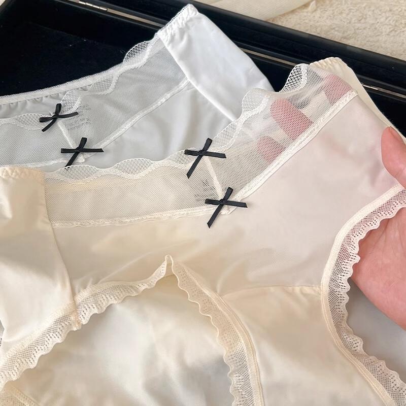 Miiow Women's Lace Ice Silk Sexy Antibacterial Briefs