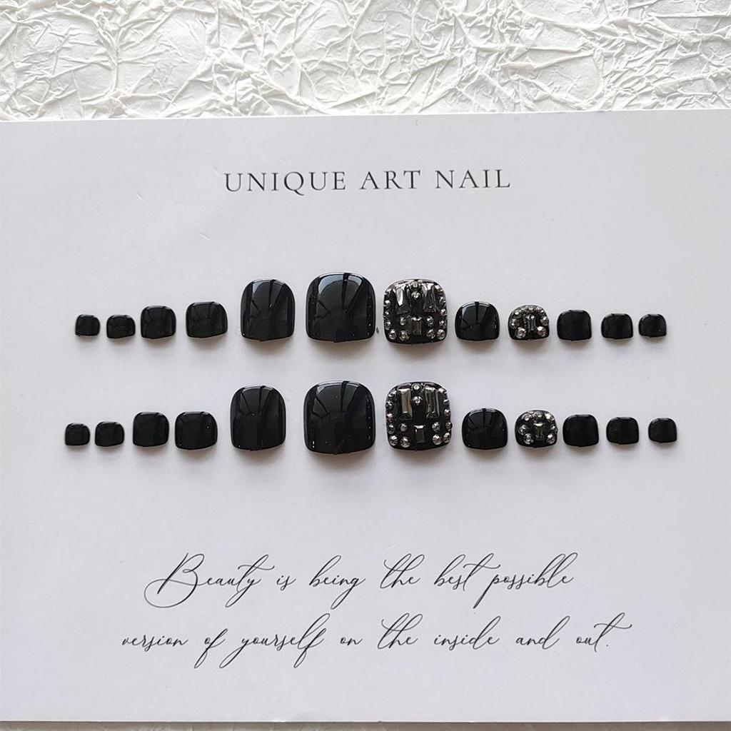 J36 Black Diamond Flash Toenail Manicure Set - Cool, Whitening Phototherapy Fake Toenail Patches