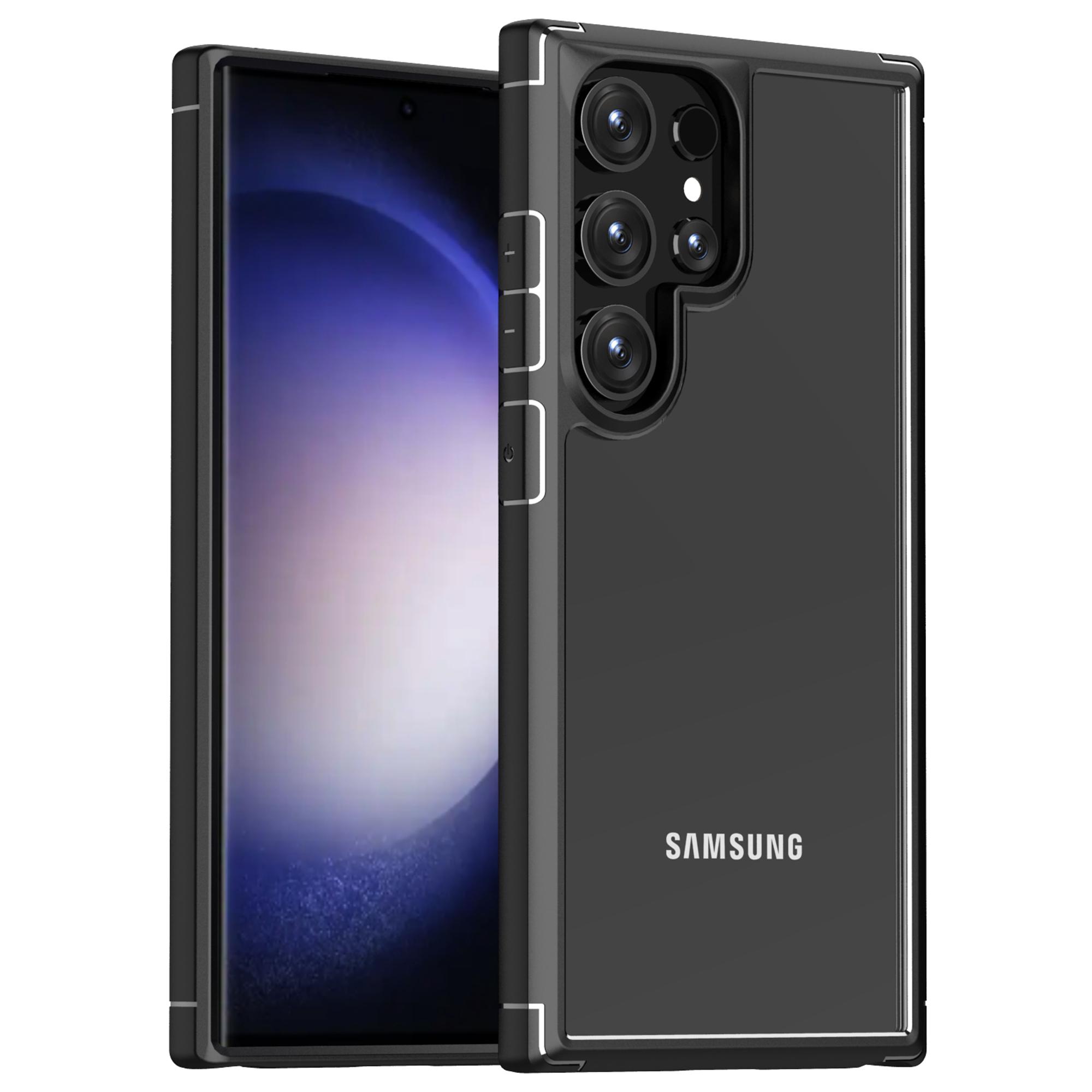 

Defense Armor Series for Samsung Galaxy S24 Ultra Cell Phone Case TPU+PC Shockproof Clear Back Cover Black