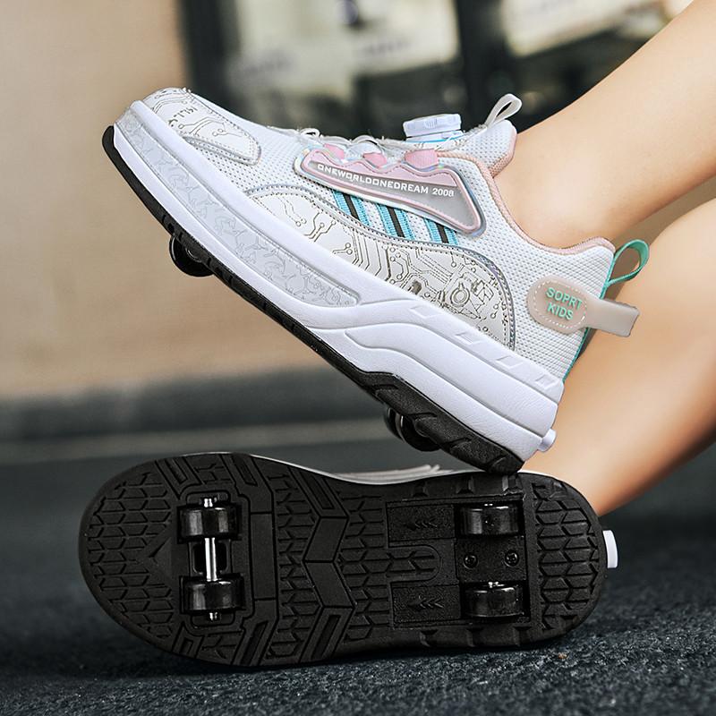 

Новые туфли Runaway Shoes Четырехколесные туфли-шкивы для мальчиков и детей Обувь с колесами Обувь для катания на коньках для девочек 42