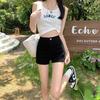 Summer 2024 Women's Black High-Waist Slim Denim Shorts, Korean Edition