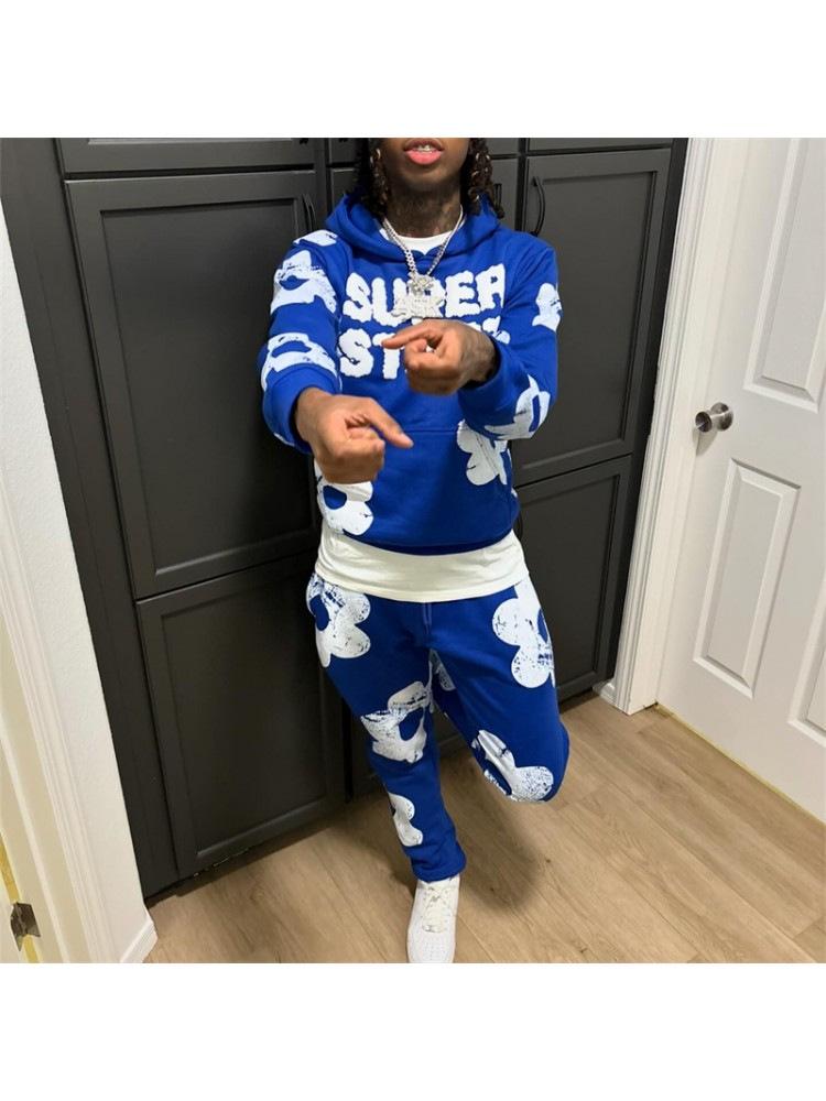 Herren Herbst/Winter Hip-Hop Hoodie Sweatpants Set mit 3D-Druck