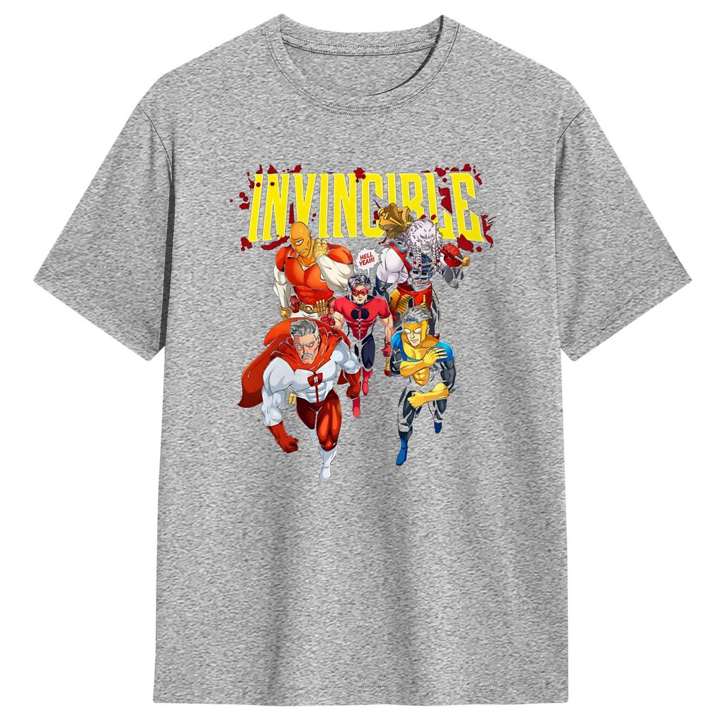 Vintage T-Shirt Summer Invincible Comic Hip Hop T Shirts  Cotton Tee Shirt for Men Y2K Basic Short Sleeve Tops