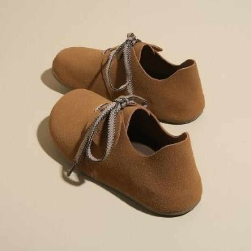 

Мягкий хлеб~ грязеотталкивающая матовая кожа, большой круглый носок, шнуровка, повседневные туфли на платформе для женщин 40 верблюд