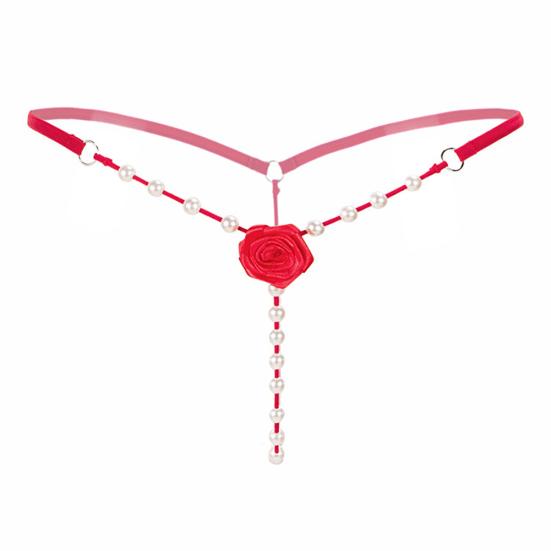 Kvinner Undertøy Flower Faux Pearls Thongs Sexy G String Transparent Truser