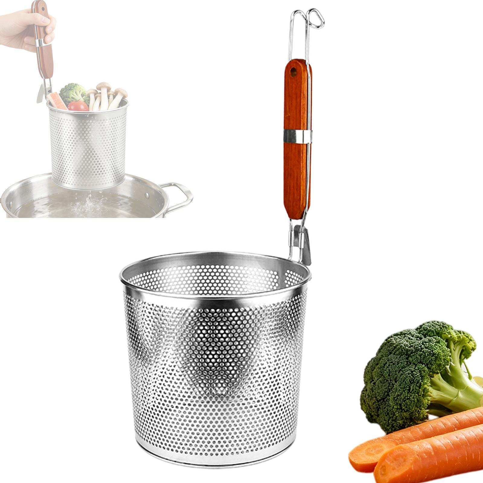 12CM Stainless Steel Pasta Strainer Reusable Pastas Noodle Filter Baskets Hanging Hook Noodle Strainer Frying Serving Basket China Mainland