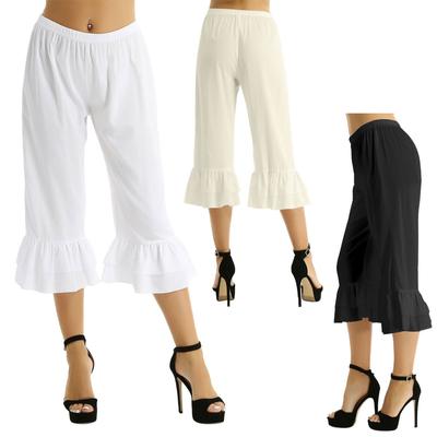 Women Retro Vintage Elastic Waist Ruffles Hem Pantaloons Bloomers Underpants Victorian Era Costume