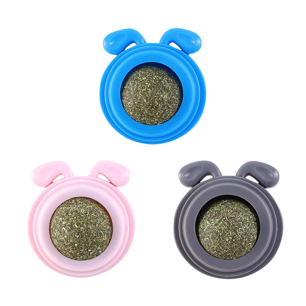 Plastic Catnip Edible Lick Balls Natural Safe Dog Head Shape Catnip Balls Toy for Cats Replaceable Rotatable Pet Treats Supplies