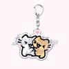 Kawaii Little Cat with Flower Keychains Strawberry Kitten Keyring for Accessories Bag Key Chain Ring Jewelry Fans Friends Gifts