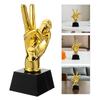 Resin Microphone Trophy Singing Competition V Gesture Trophy Music Competition Karaoke Award Party Decoration For Vocalists
