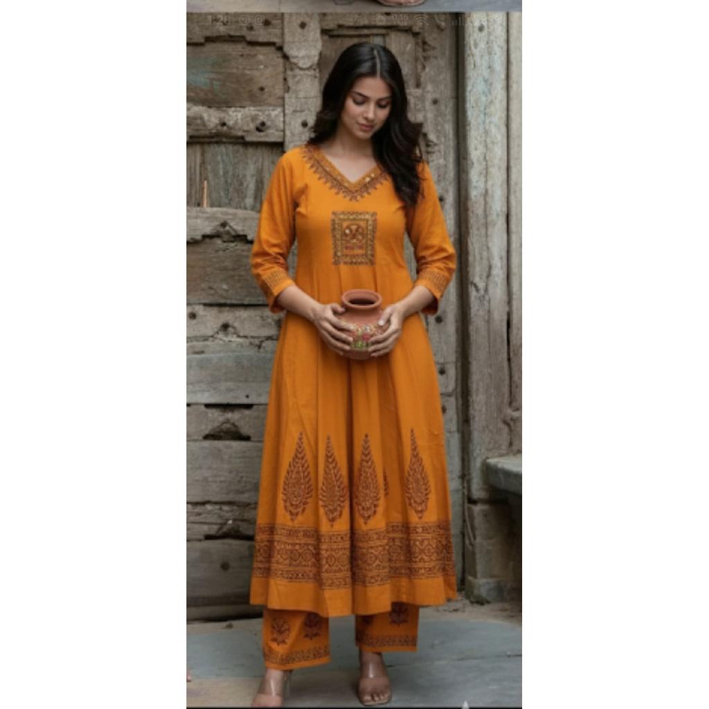 Bollywood Designer Cotton Kurti Pant Dupatta Set Indian Women Ethnic Kurta Set