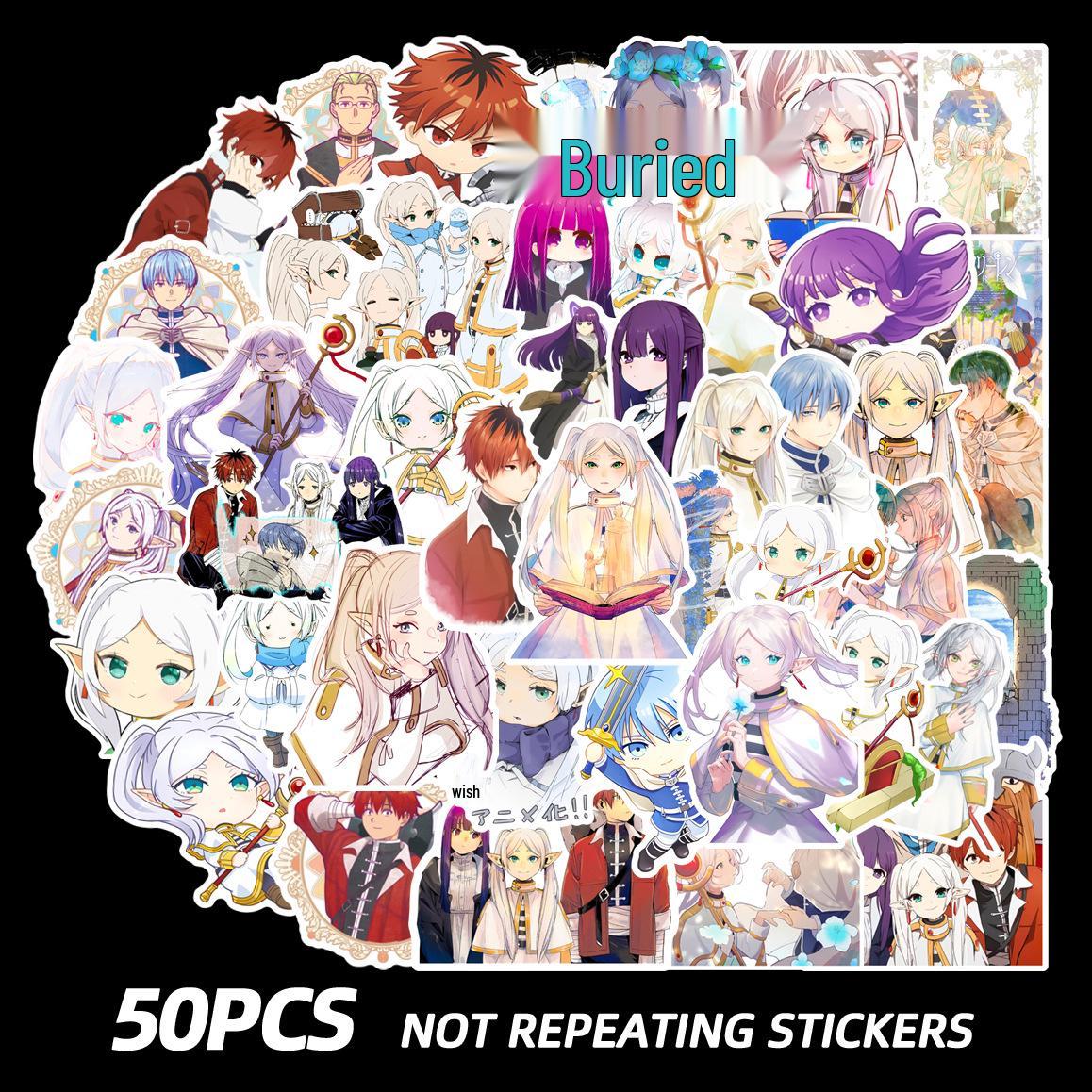 50 Sheets of New Anime Frieren Stickers - Waterproof Graffiti Journal Decor 50 Unique Sheets