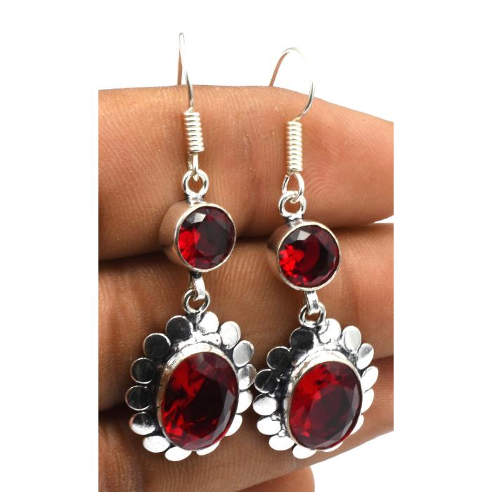 Garnet Gemstone Ethnic Handmade Drop Dengle Earring Jewelry ER 056